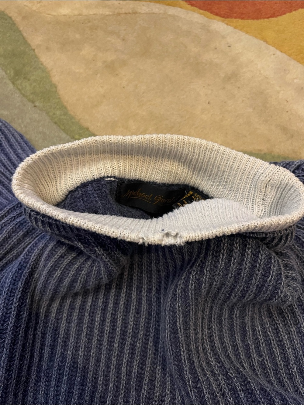 Men's Navy & White Striped Crewneck Sweater - Picture 3 of 4